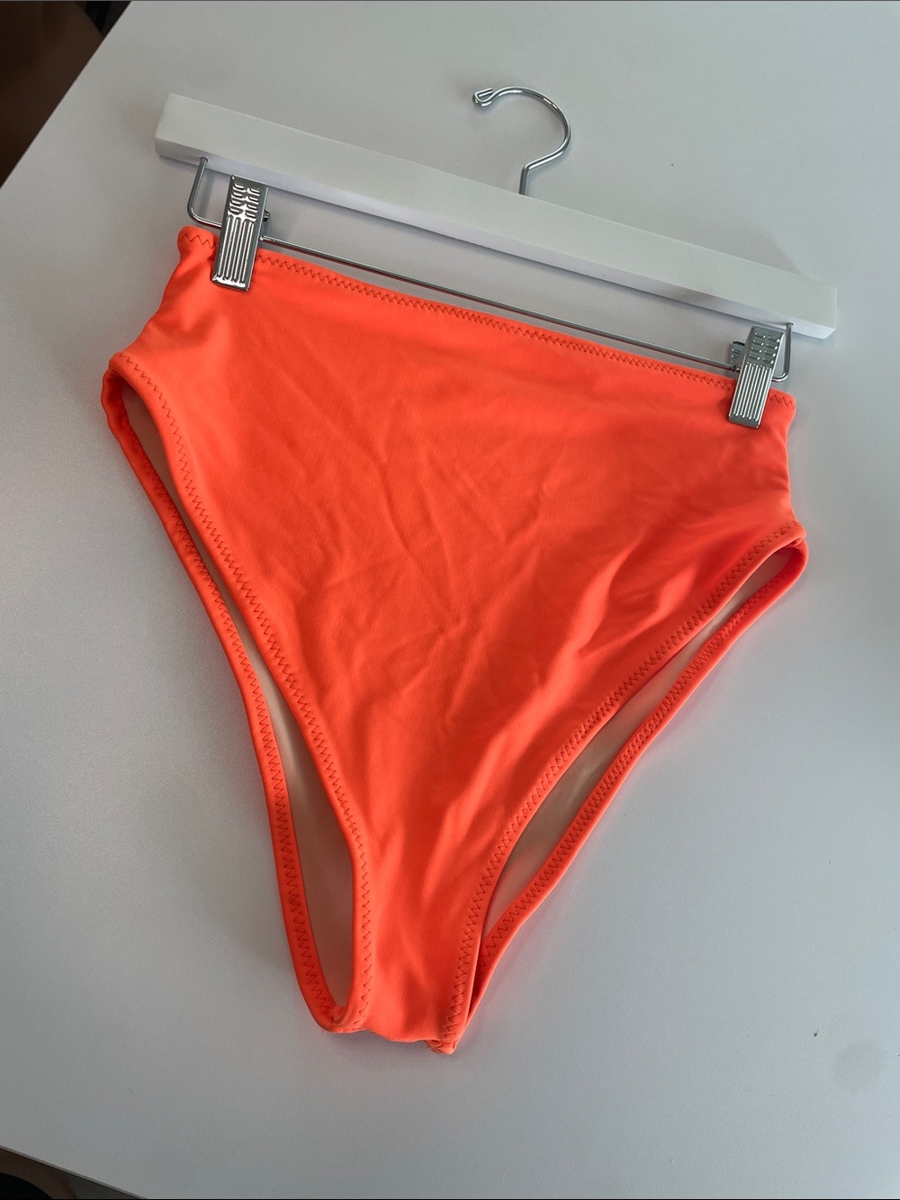 High Cut High-Waist Neon Orange Bikini Bottoms